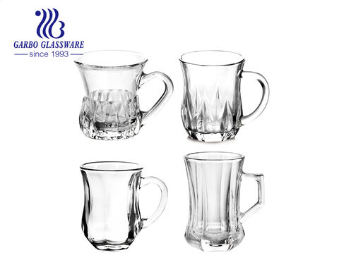 High White Quality Glass Drinking Mug Square Pattern Design Glass Cup