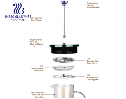 Cafetière élégante en acier inoxydable de 1000 ml