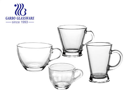 6.5oz high quality transparent design glass coffee tea mug in stock