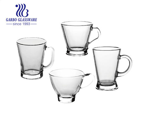 6.5oz high quality transparent design glass coffee tea mug in stock