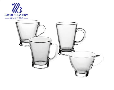6.5oz high quality transparent design glass coffee tea mug in stock