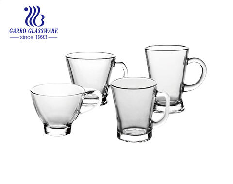 6.5oz high quality transparent design glass coffee tea mug in stock