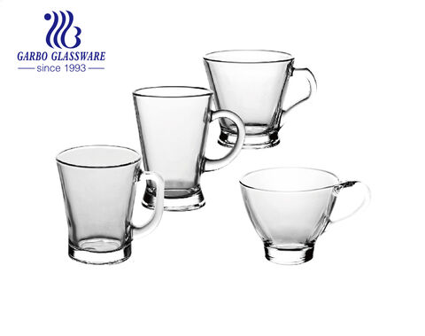 6.5oz high quality transparent design glass coffee tea mug in stock