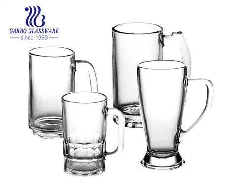 Boccale da birra in vetro bianco di dimensioni perfette da 15 once con design personalizzato in stock