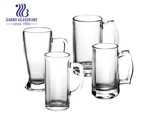 Tasse à bière en verre blanc de taille parfaite de 15 oz avec un design personnalisé en stock