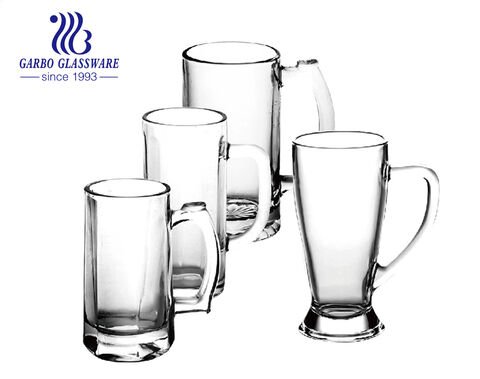 Boccale da birra in vetro bianco di dimensioni perfette da 15 once con design personalizzato in stock