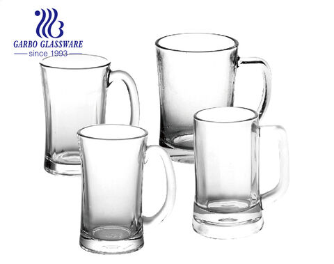 12OZ hochweißer Wasser-Bier-Trinkbecher aus geprägtem Glas mit individuellen Designs