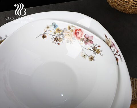 Well designed wholesale decal opal glassware dinnerset