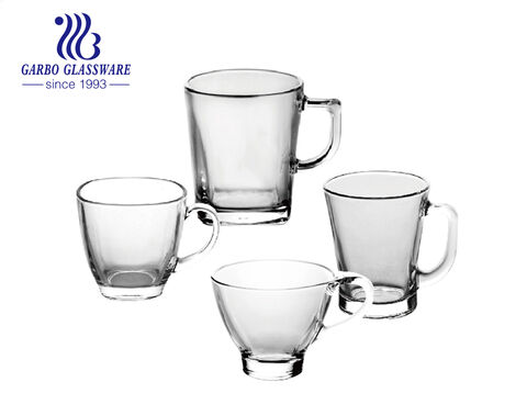 Tazza da acqua a buon mercato con manico Tazza da tè classica in vetro da 160 ml di vendita calda