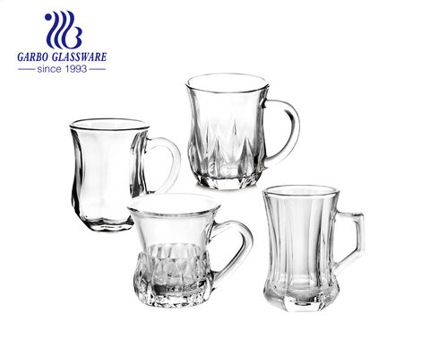 Taza de agua de precio barato con asa Taza de té de vidrio clásica de 160 ml de venta caliente