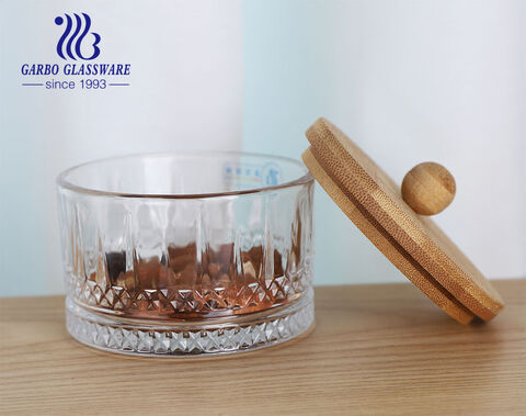 Machine-made high-quality hot sale Turkish crystal glass bowl with bamboo lid