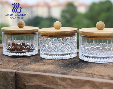 Machine-made high-quality hot sale Turkish crystal glass bowl with bamboo lid