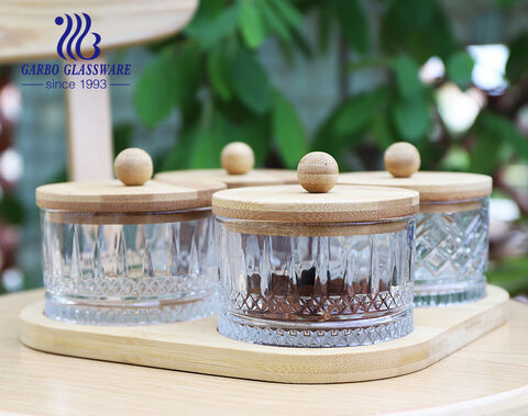 Machine-made high-quality hot sale Turkish crystal glass bowl with bamboo lid