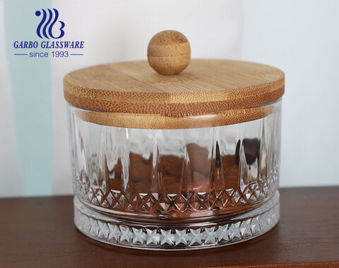 Machine-made high-quality hot sale Turkish crystal glass bowl with bamboo lid