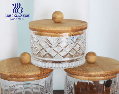 Machine-made high-quality hot sale Turkish crystal glass bowl with bamboo lid