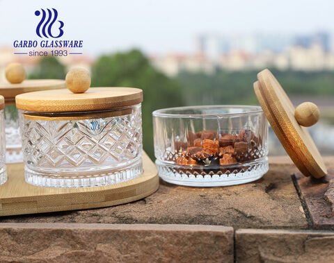 Wholesale embossed Turkish style high-white embossed glass bowl with diamond pattern design