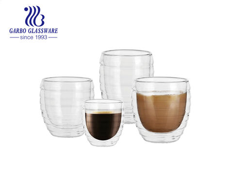 Tasse à thé en verre à double paroi à haute teneur en borosilicate faite à la main de 70ML