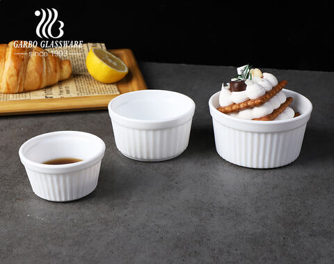 H-Muster-Design-Glas-Suppenschüssel, chinesischer Hersteller, weißes Opalglas-Geschirr
