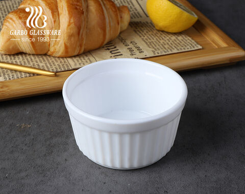 H-Muster-Design-Glas-Suppenschüssel, chinesischer Hersteller, weißes Opalglas-Geschirr