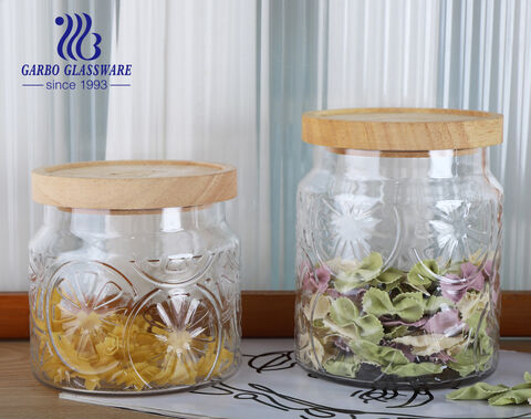 1800ML Storage Jar with Lemon Pattern and Bamboo Lid