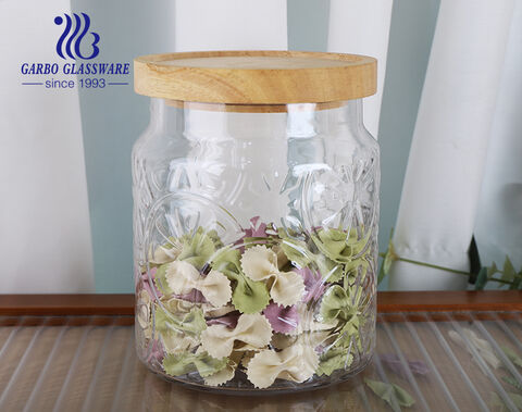 1800ML Storage Jar with Lemon Pattern and Bamboo Lid