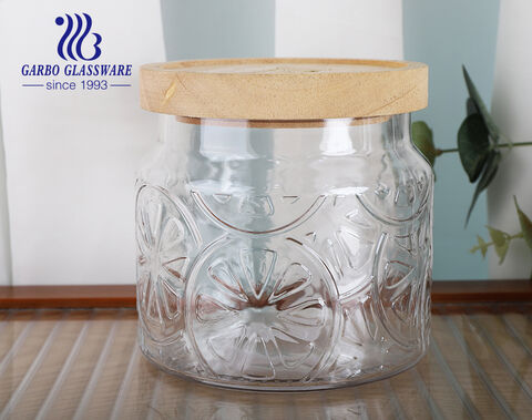 1800ML Storage Jar with Lemon Pattern and Bamboo Lid