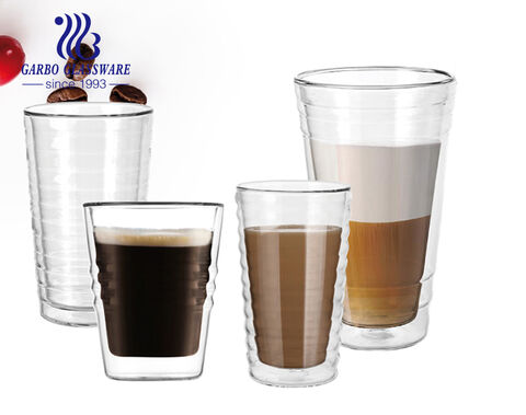 Coupe en verre fait main isolée Borosilicate 250ml tasse de thé pour la vente en gros