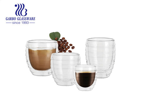 Coupe en verre fait main isolée Borosilicate 250ml tasse de thé pour la vente en gros