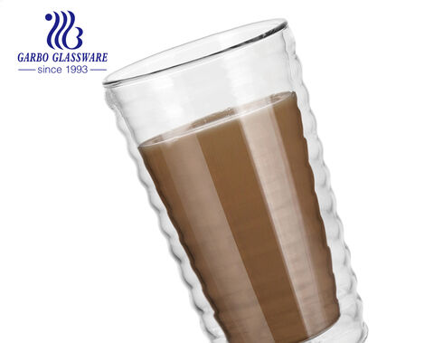 Coupe en verre fait main isolée Borosilicate 250ml tasse de thé pour la vente en gros