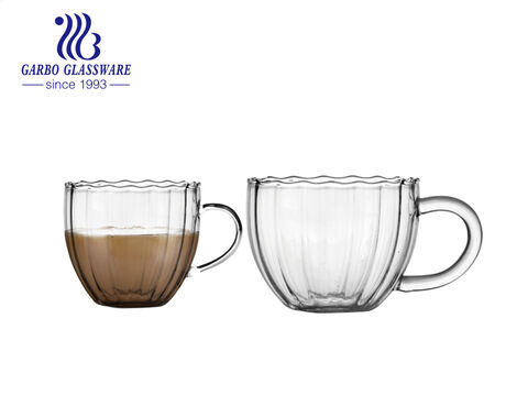 80ML high borosilicate square vertical pattern cup with handle