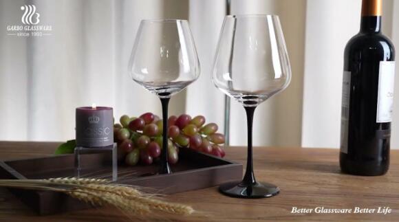 glass stemware wholesale wine glass goblet with spray black color stem