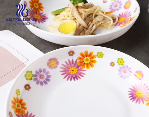 5-teiliges Tafelservice aus weißem Opalglas in neuen Designs mit Blumenmuster für den Tisch