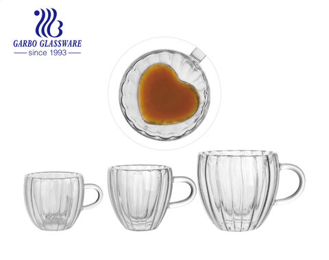 Warmes Design mit Herzstruktur, 80 ml Kaffeetasse aus Glas