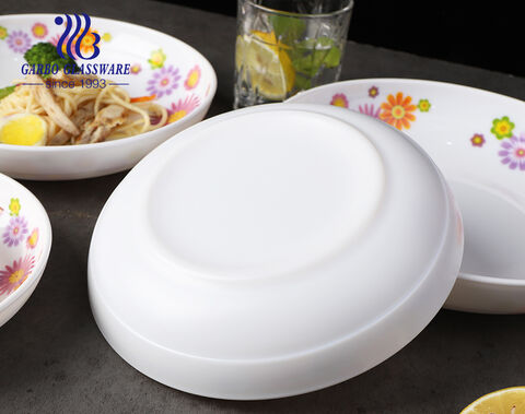 Garbo high-quality full wrap white opal dinner set with full wrap bloom flower decal designs