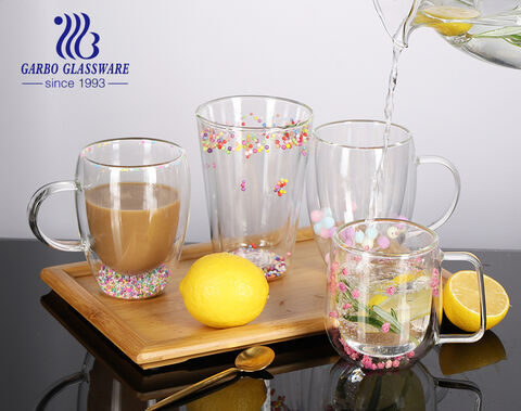 350ML high borosilicate double cup with inner decoration