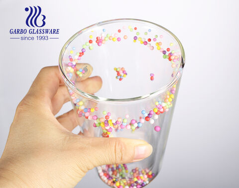 Vaso doble de borosilicato de 350ML con decoración interior.