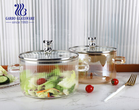 1700 مل أمفورا مطبخ شفافة مقاومة للحرارة تحمل قدر زجاجي عالي البورسليكات