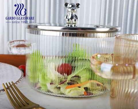 1700ml kitchen transparent heat-resistant amphora bear high borosilicate glass saucepan