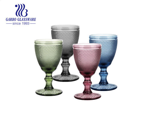 8oz 230ml colorful solid color glass goblet stemware wine glass in stock