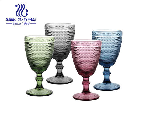 8oz 230ml colorful solid color glass goblet stemware wine glass in stock