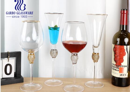 Garbo luxury wine glass with damond golden decor