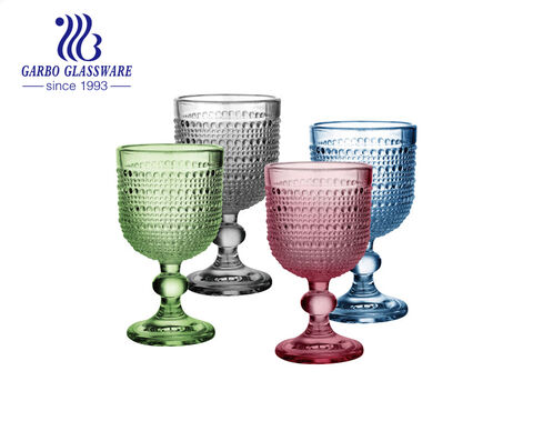 Einfarbiger Glasbecher in grüner Farbe, 280 ml, Wasser, Saft, Glasbecher mit Punkt-Design