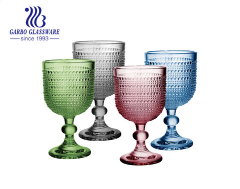 Einfarbiger Glasbecher in grüner Farbe, 280 ml, Wasser, Saft, Glasbecher mit Punkt-Design