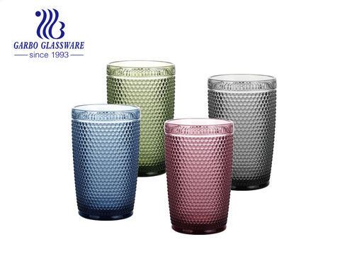 9oz bubble design various solid color tumbler glass cup in stock