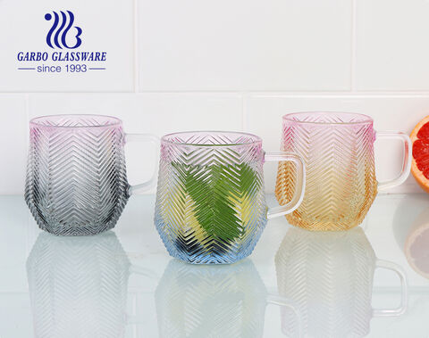 10oz 300ml Farbsprühglas-Teebecher mit graviertem Design zu verkaufen