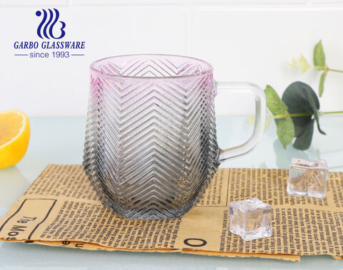 Hexagon shape color spray 10oz 300ml in stock glass tea mug