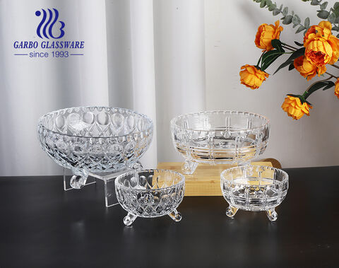 Набор стеклянных чаш из 7 предметов для оптовой продажи высококачественных сервировочных мисок для фруктов