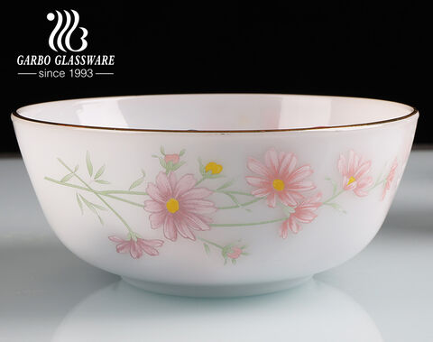 Luxury Gold Rim 12pcs Jade Opal Glass Bowls and Plates Dinnerware Set