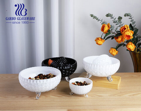 Wholesale factory 7pcs high-white glass fruit salad bowl set with customized spraying color