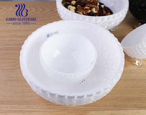 Wholesale factory 7pcs high-white glass fruit salad bowl set with customized spraying color